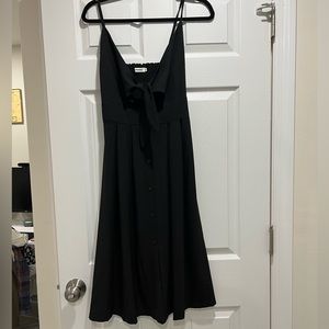 TIE FRONT BLACK MIDI SUNDRESS